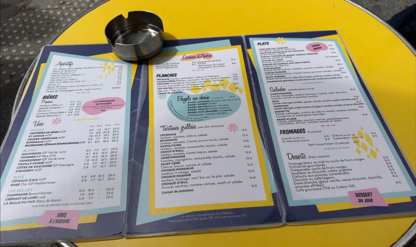 Le Pick Clops menu 1