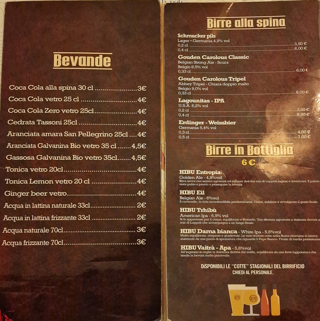 Banana Republic Roma menu 3
