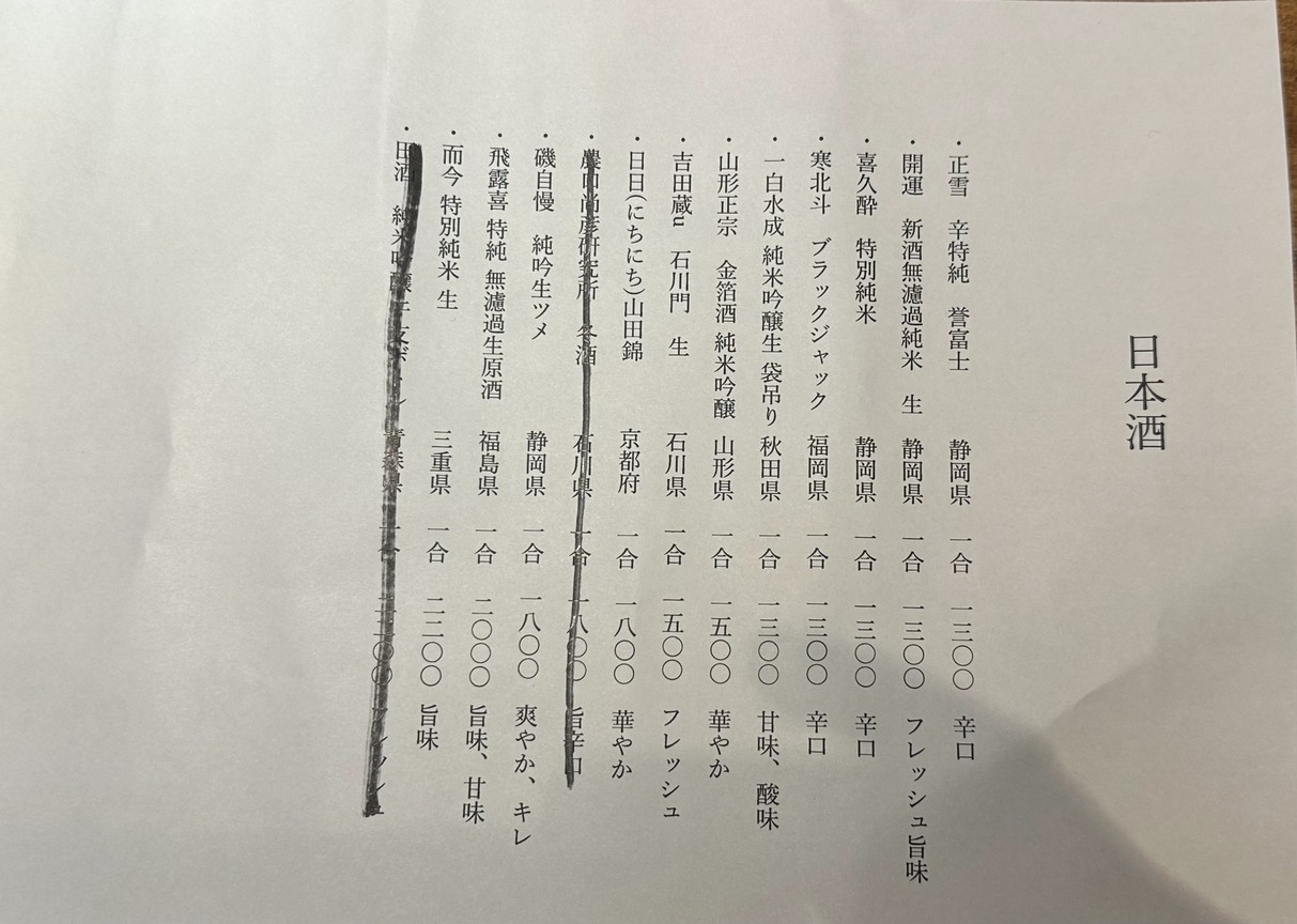 Shokudo Wata menu 1