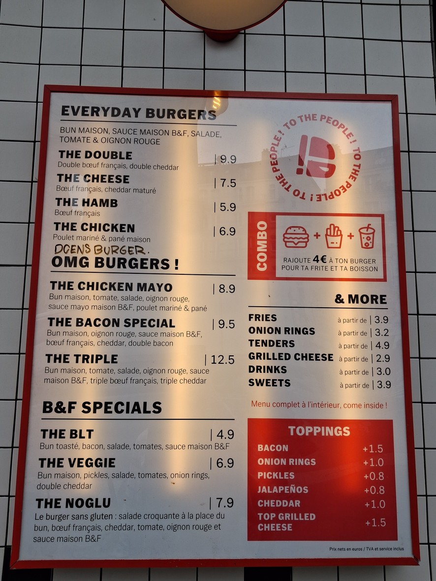 Burger & Fries menu 1