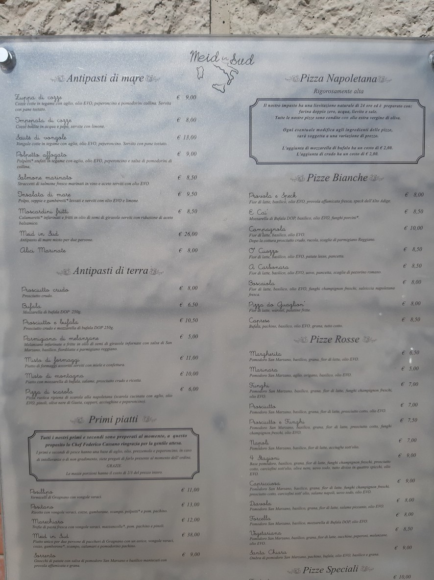Meid in Sud menu 1