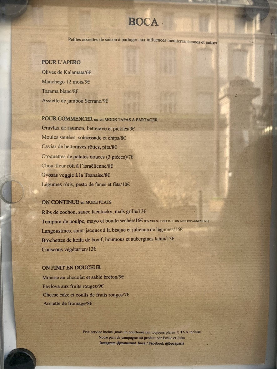 Boca menu 1