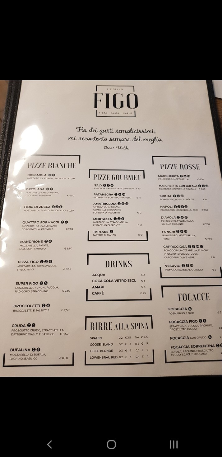 Ristorante Figo Talenti menu 1