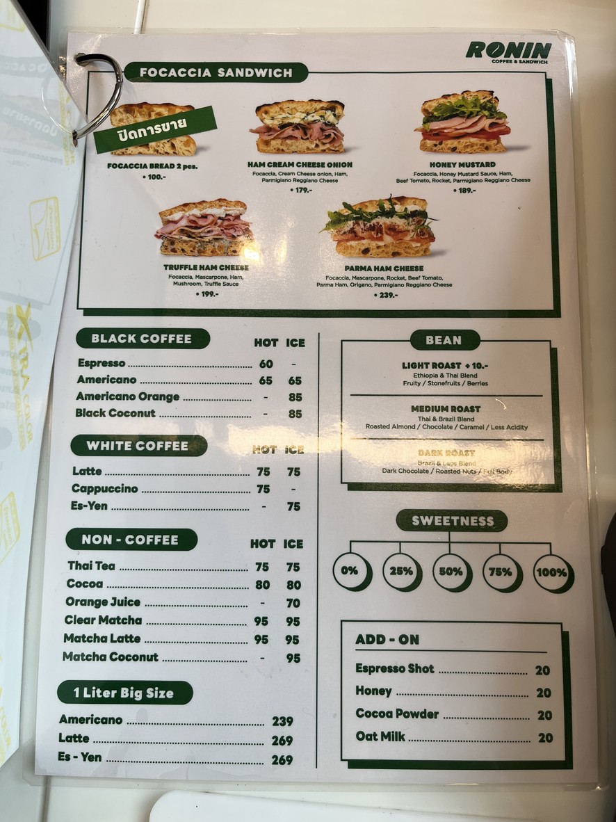 RoninPizza & RoninCoffee Sukhumvit 34 menu 1