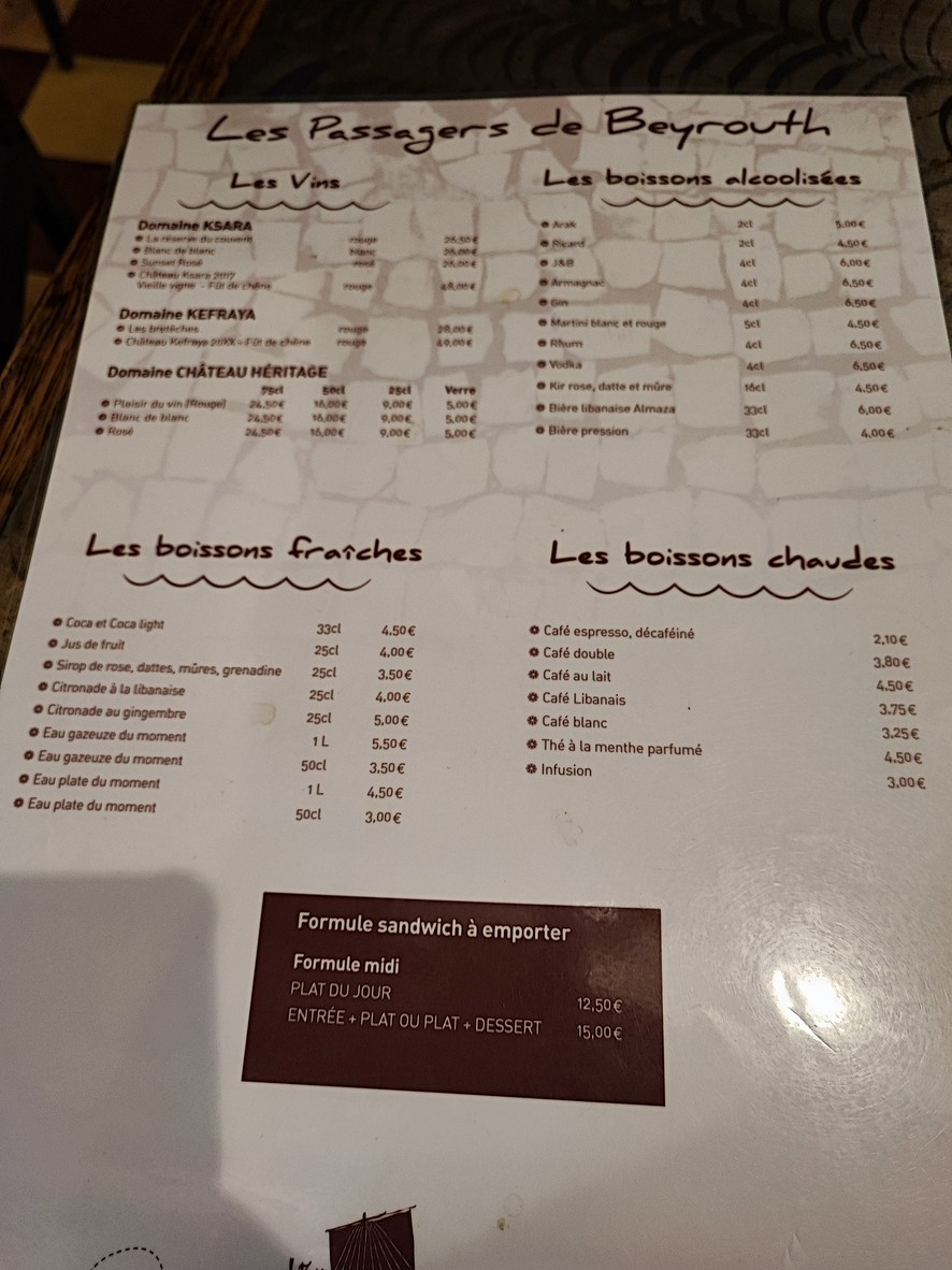 Los pasajeros de Beirut menu 2