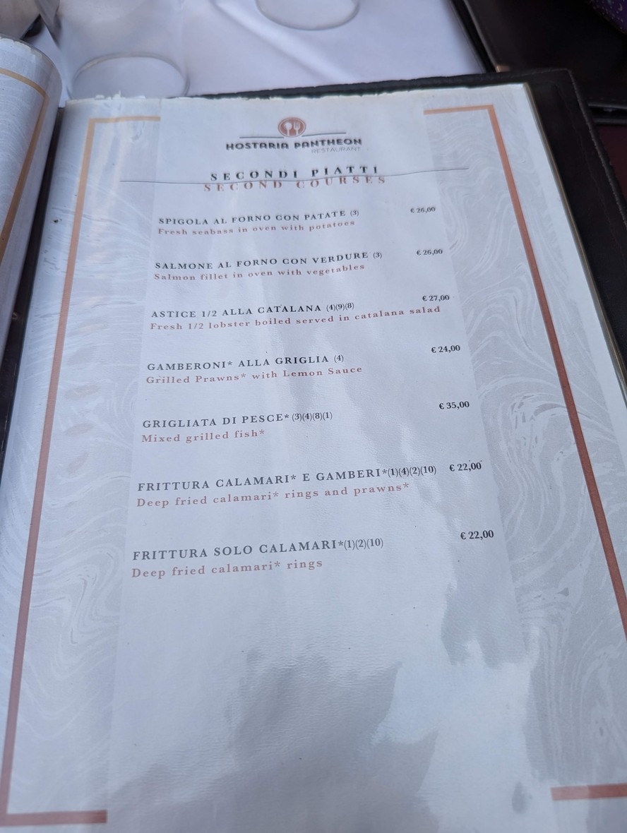 Hostaria Pantheon menu 4