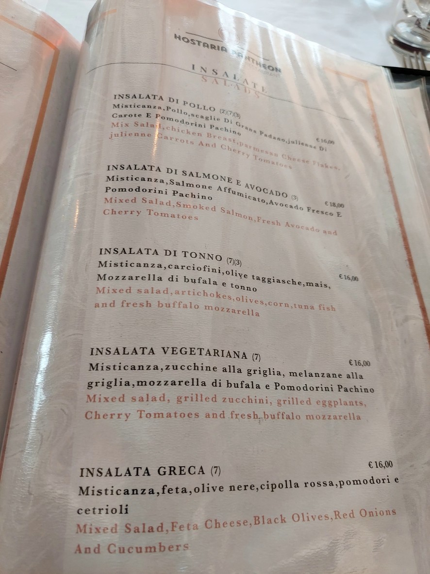 Hostaria Pantheon menu 6