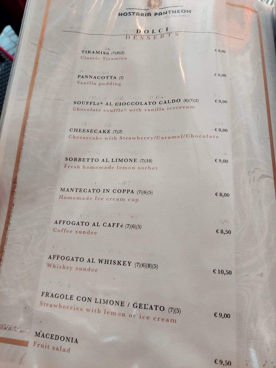 Hostaria Pantheon menu 7