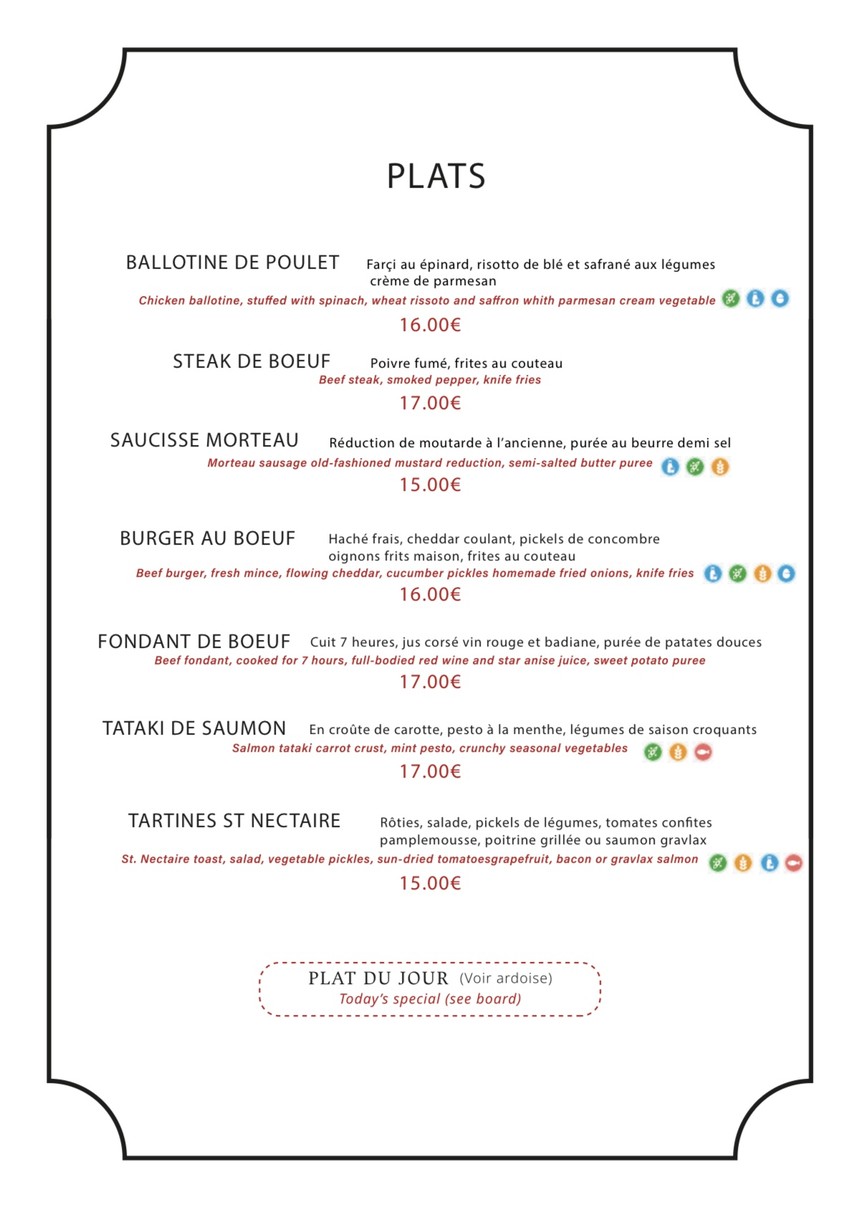 Café de la Gare menu 2