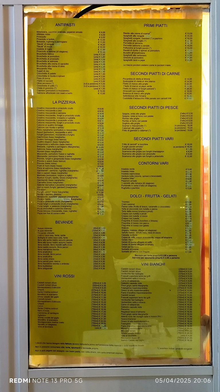 L'antica Roma menu 1