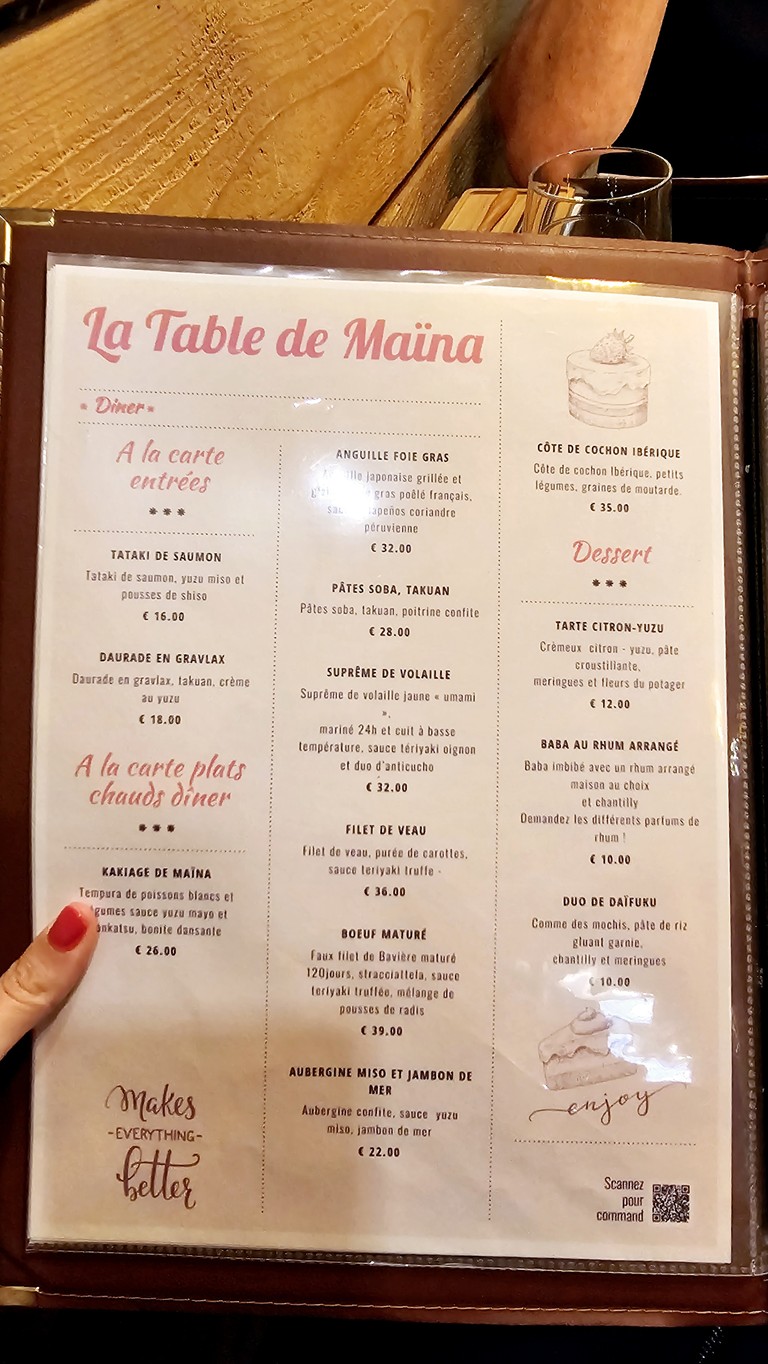La Table de Maïna menu 2