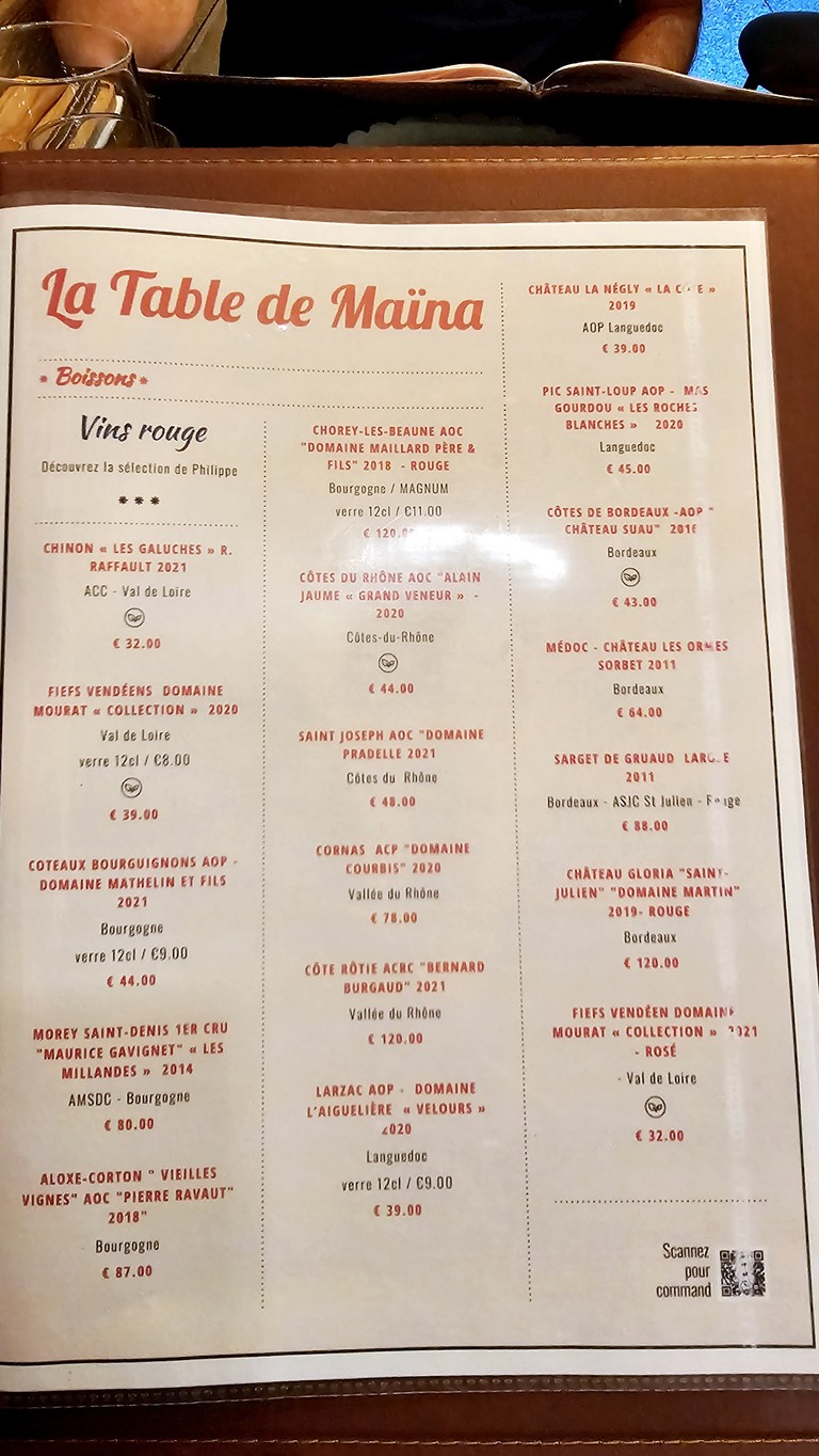 La Table de Maïna menu 4