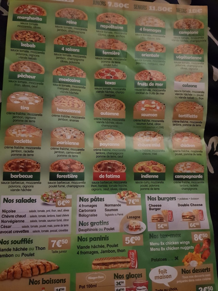 Boulangerie De Fatima menu 1