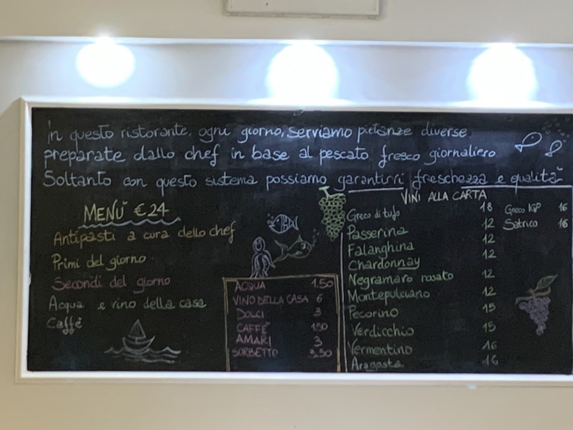 La barchetta del pescatore menu 3