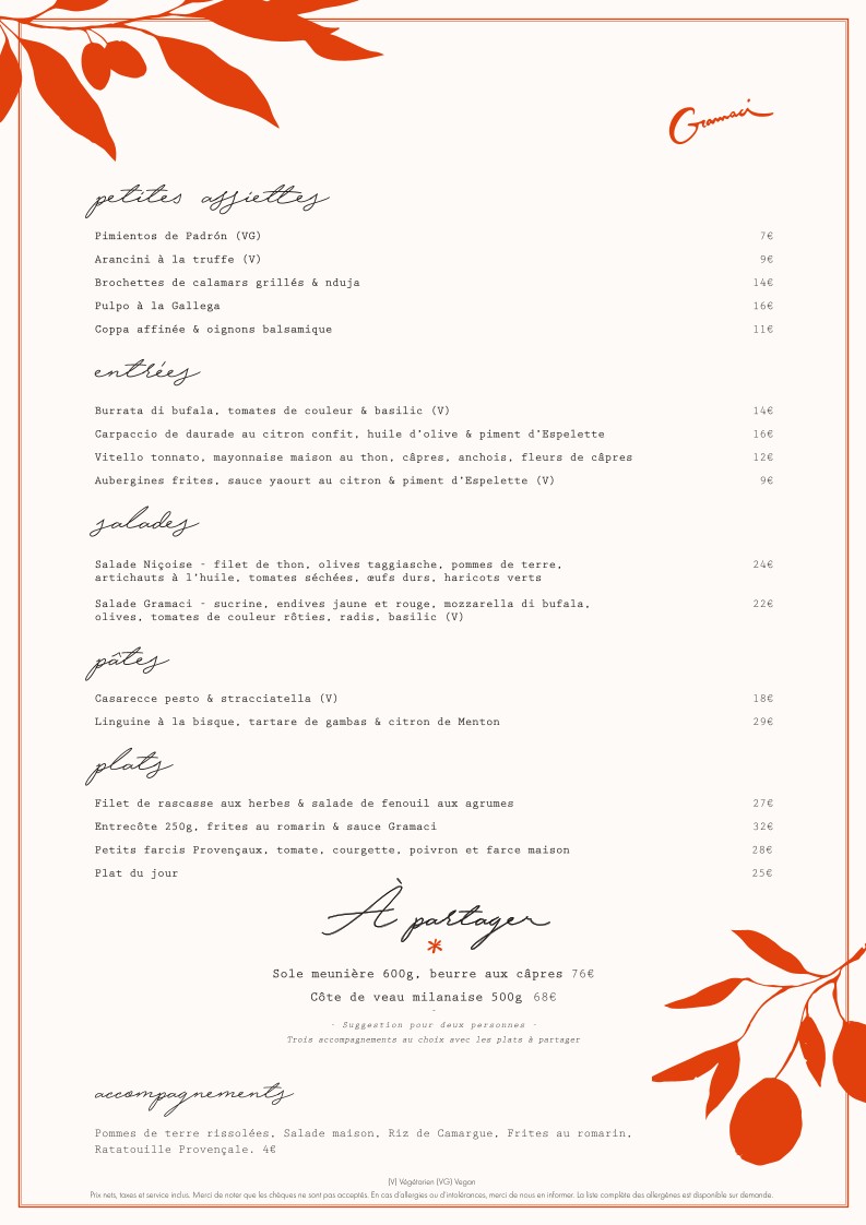 Gramaci Restaurant menu 1