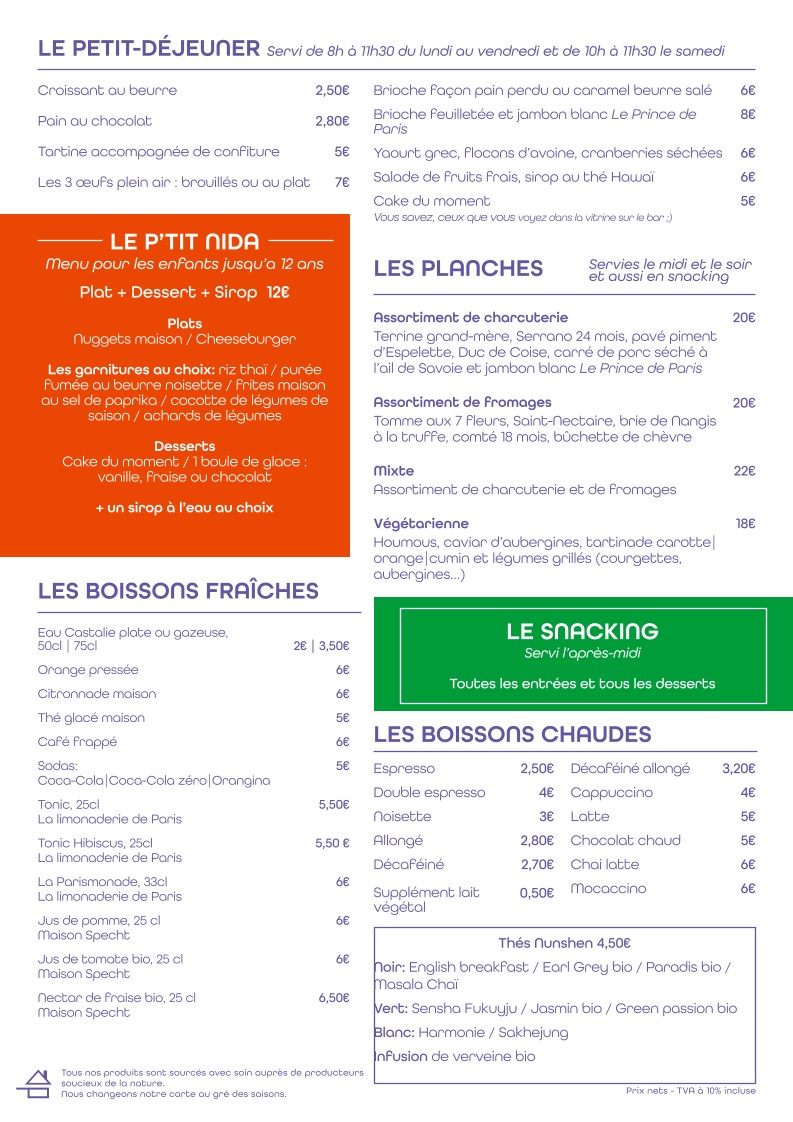 Le Nida menu 2