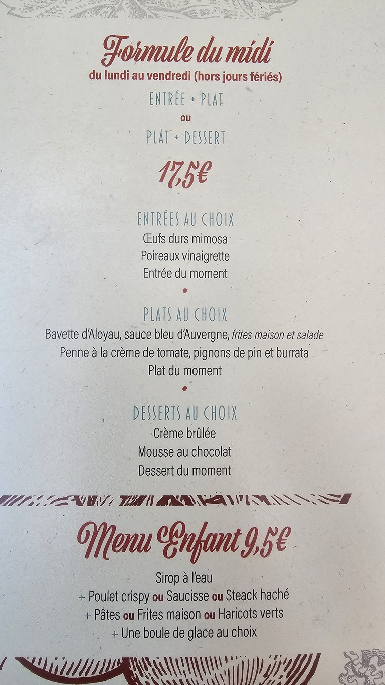La Halte Paris 13 menu 1