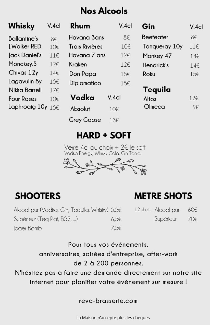 Rêva Brasserie BNF menu 3