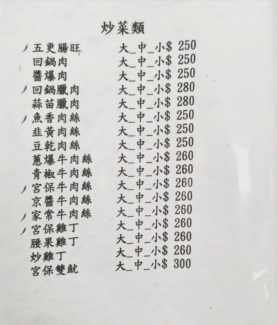 Xin Lai Lai Shui Jiao Chuan Cai Guan menu 1