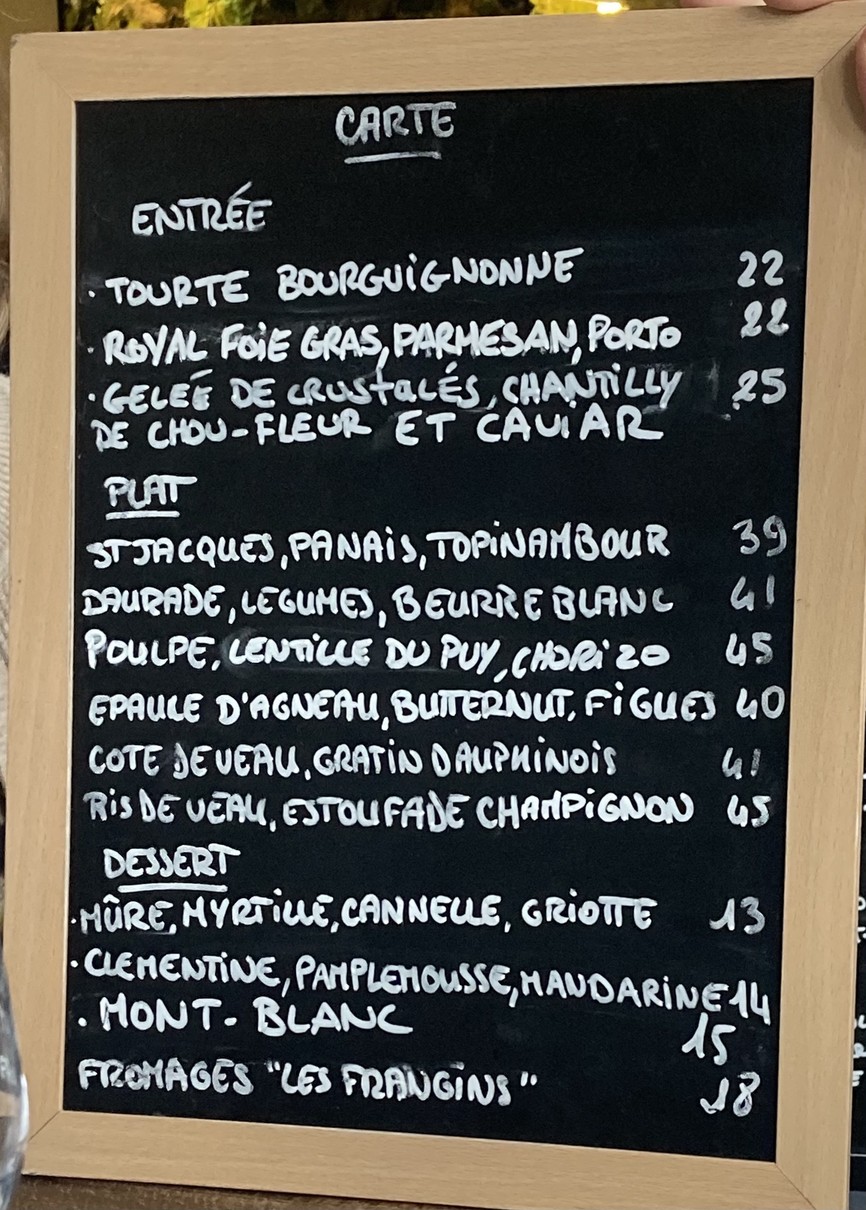 La Passerelle menu 1