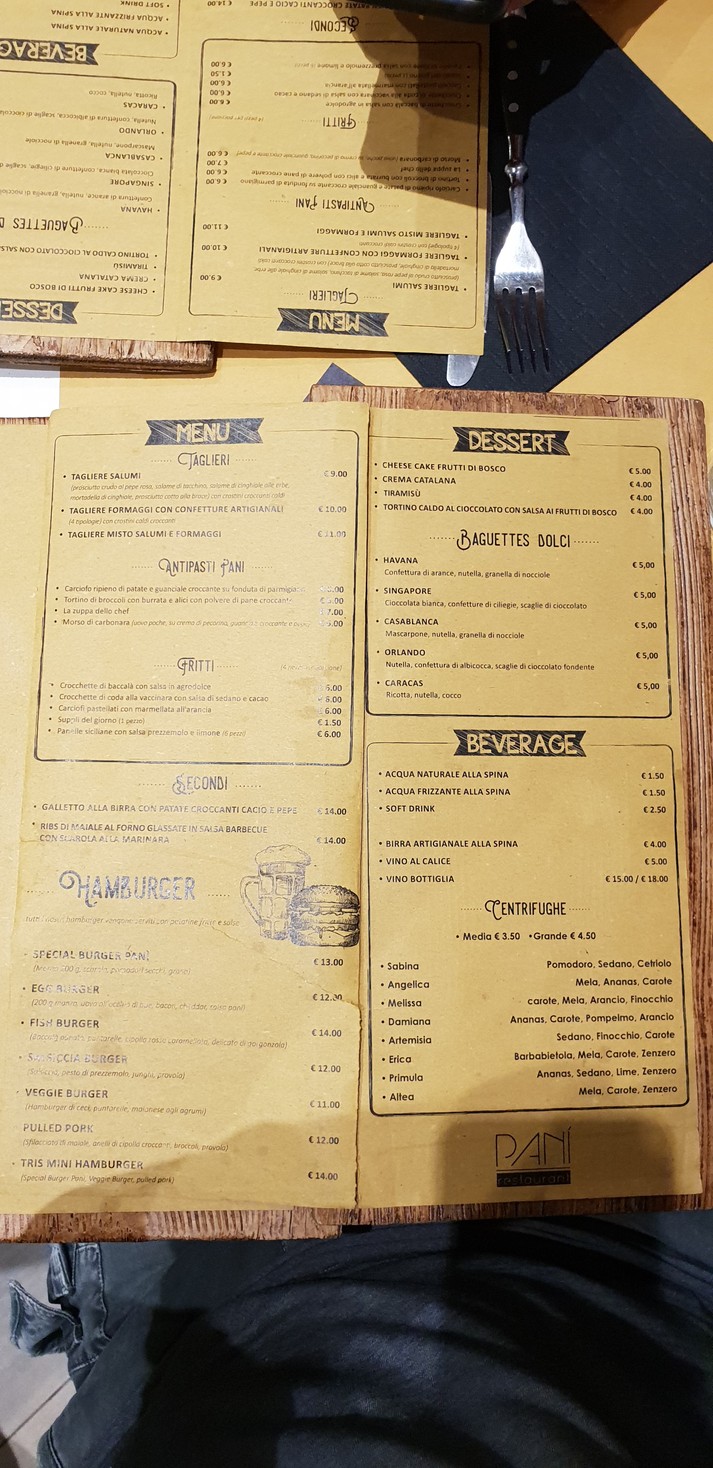 Panì Genuine Food menu 1