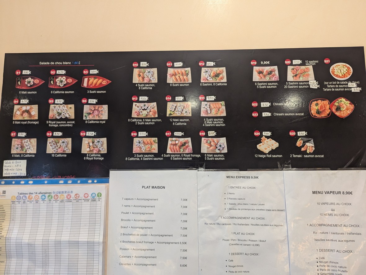 Aux Bonheurs menu 1
