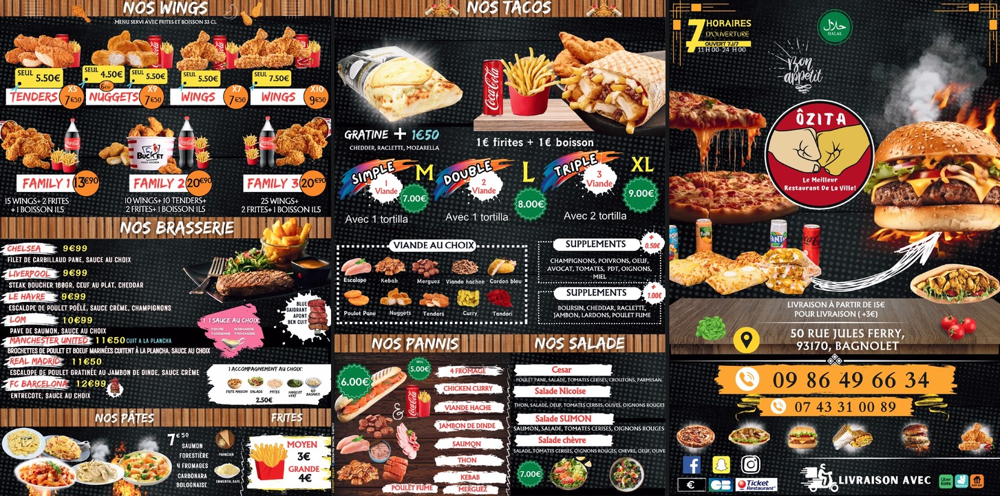 Ozita restaurant menu 1