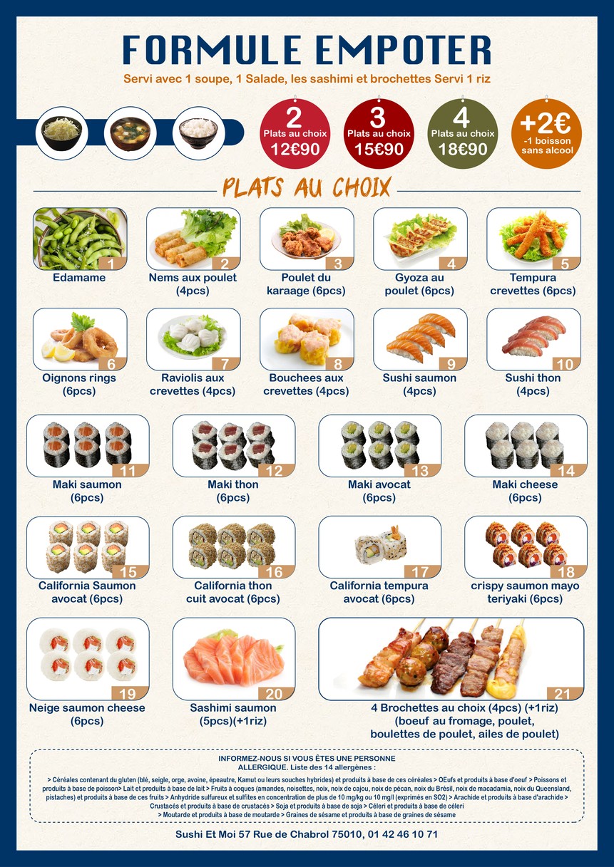 Sushi et Moi (formule à volonté) menu 2