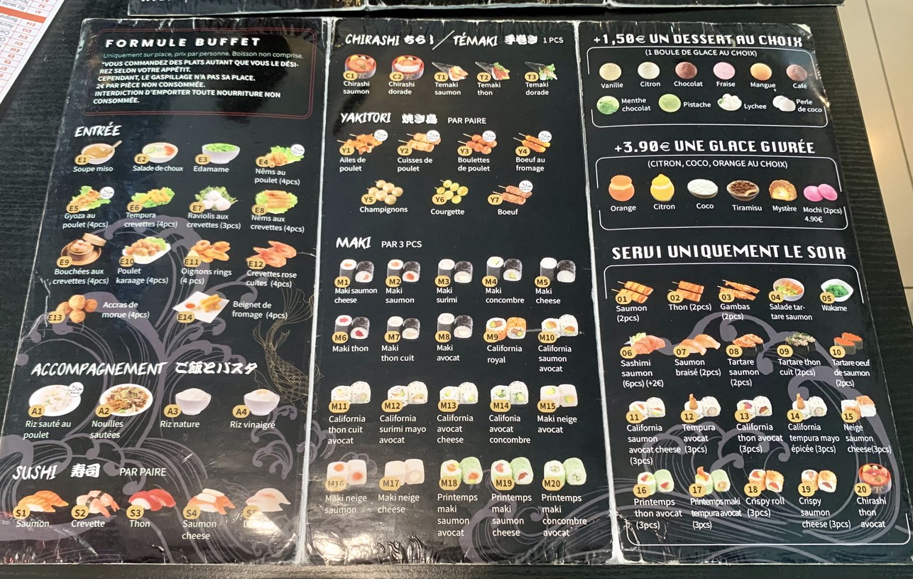 Sushi et Moi (formule à volonté) menu 3