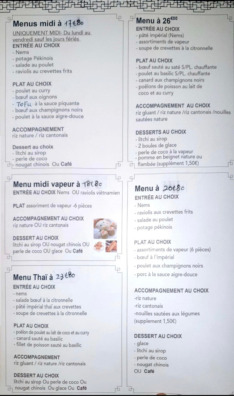 Nouvelle Etoile menu 1