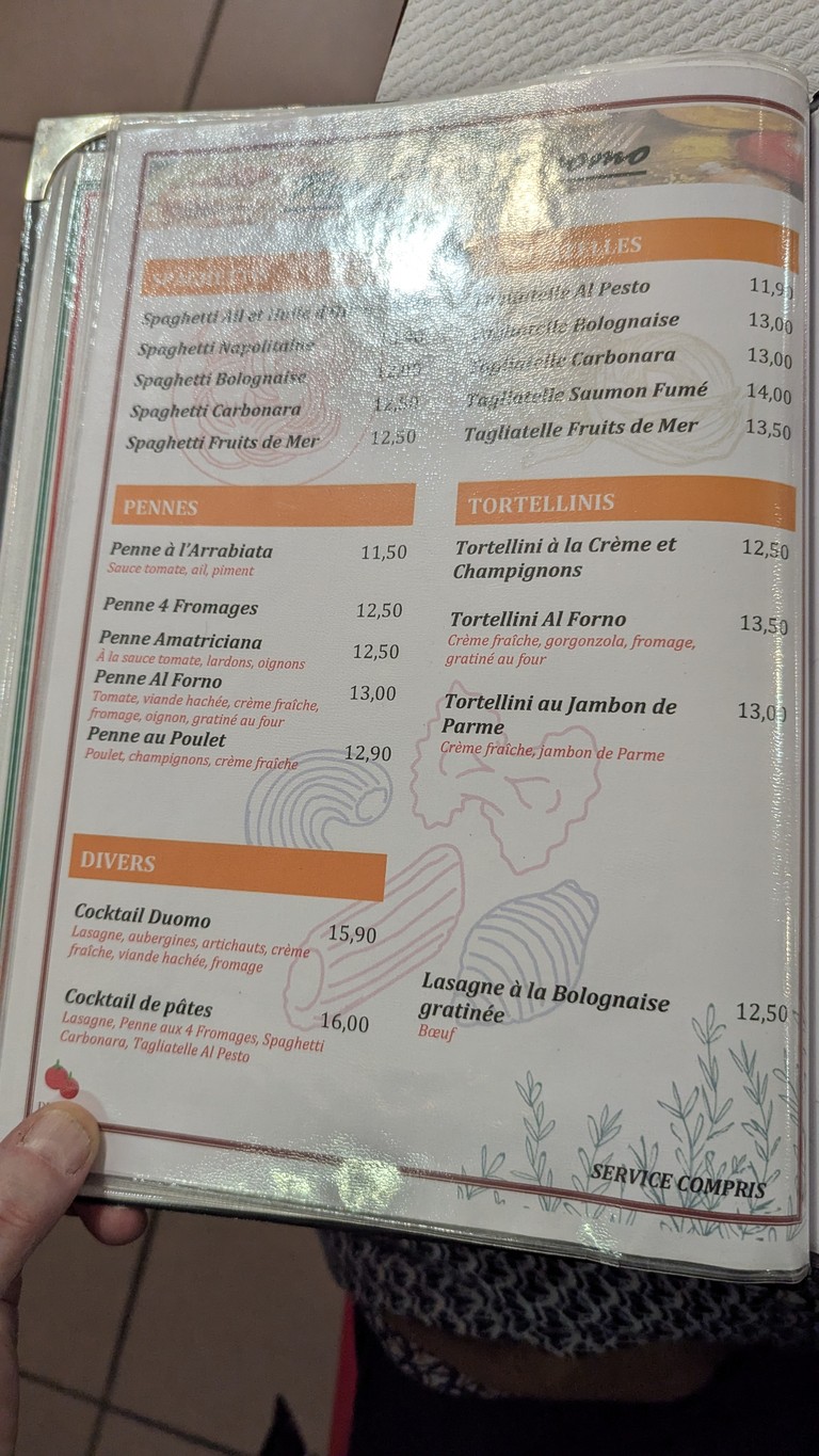 Pizza Duomo menu 2