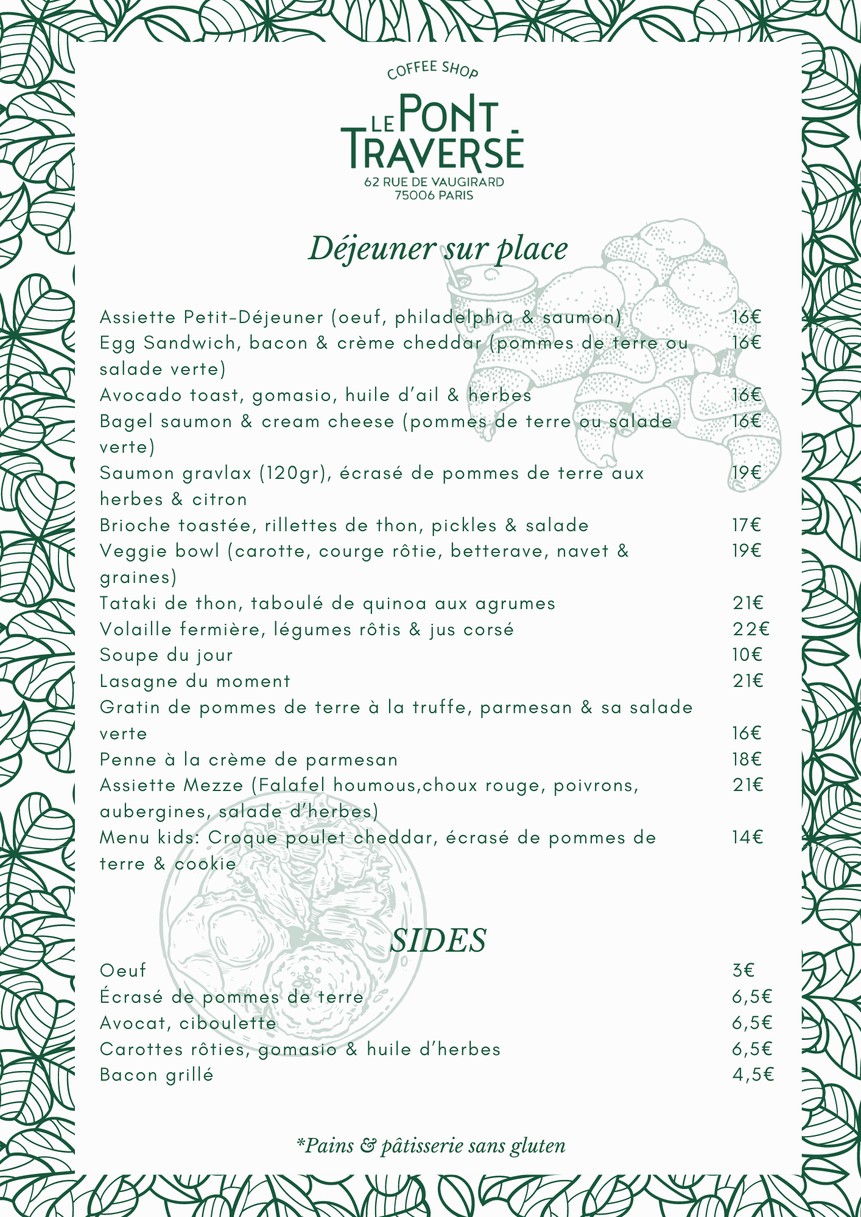 Le Pont Traversé Paris 6 menu 1