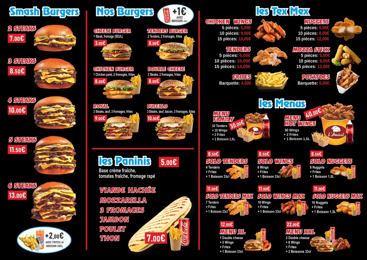 L'Amiral menu 1