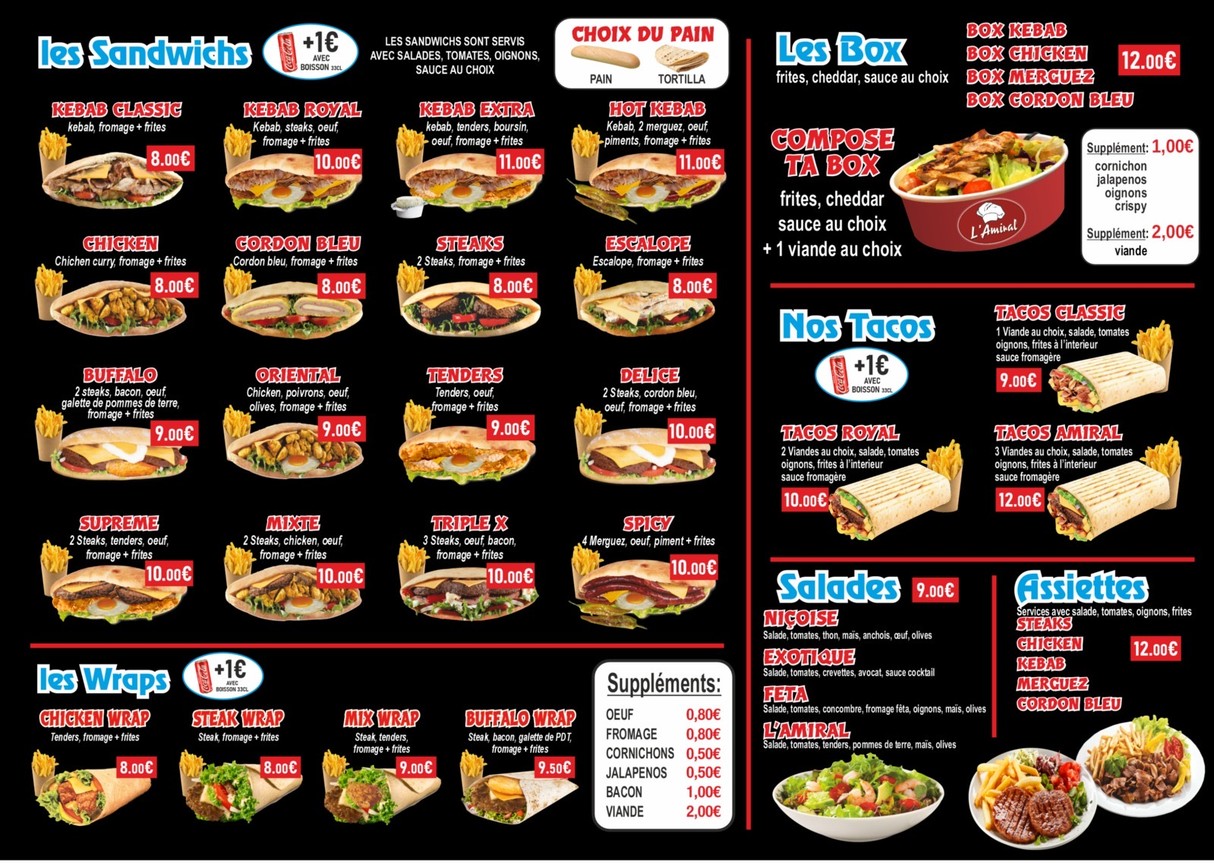 L'Amiral menu 2