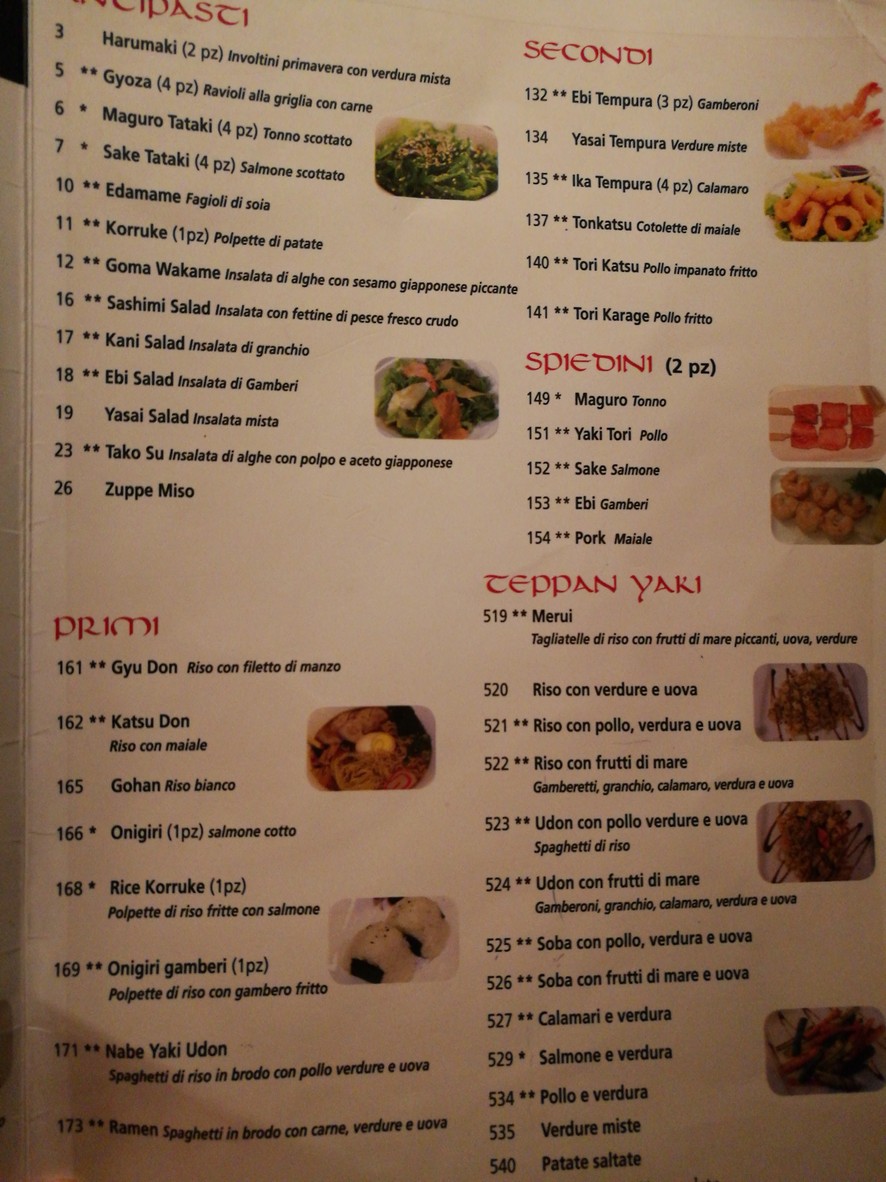 Genkai 2 Roma menu 3
