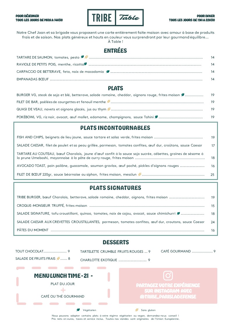 Tribe Table menu 1