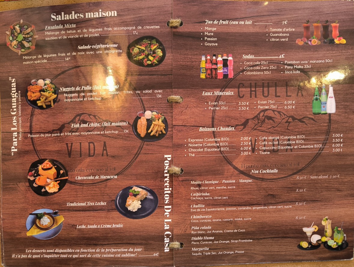 Chulla Vida - Restaurant - Paris 11 menu 2