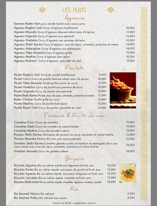 Chez Papa Indien menu 2