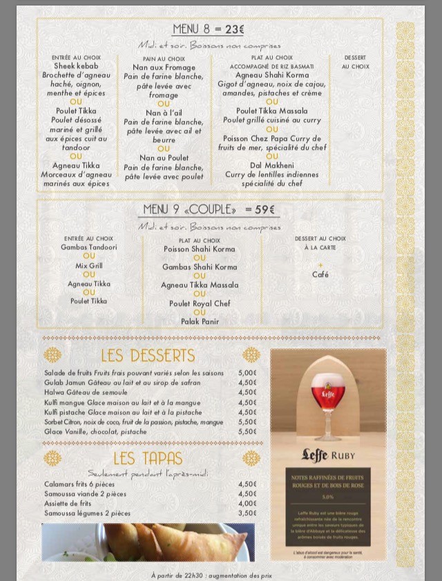 Chez Papa Indien menu 4