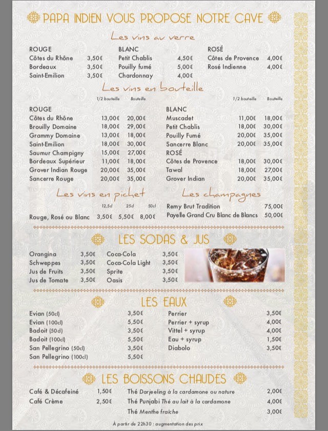 Chez Papa Indien menu 5
