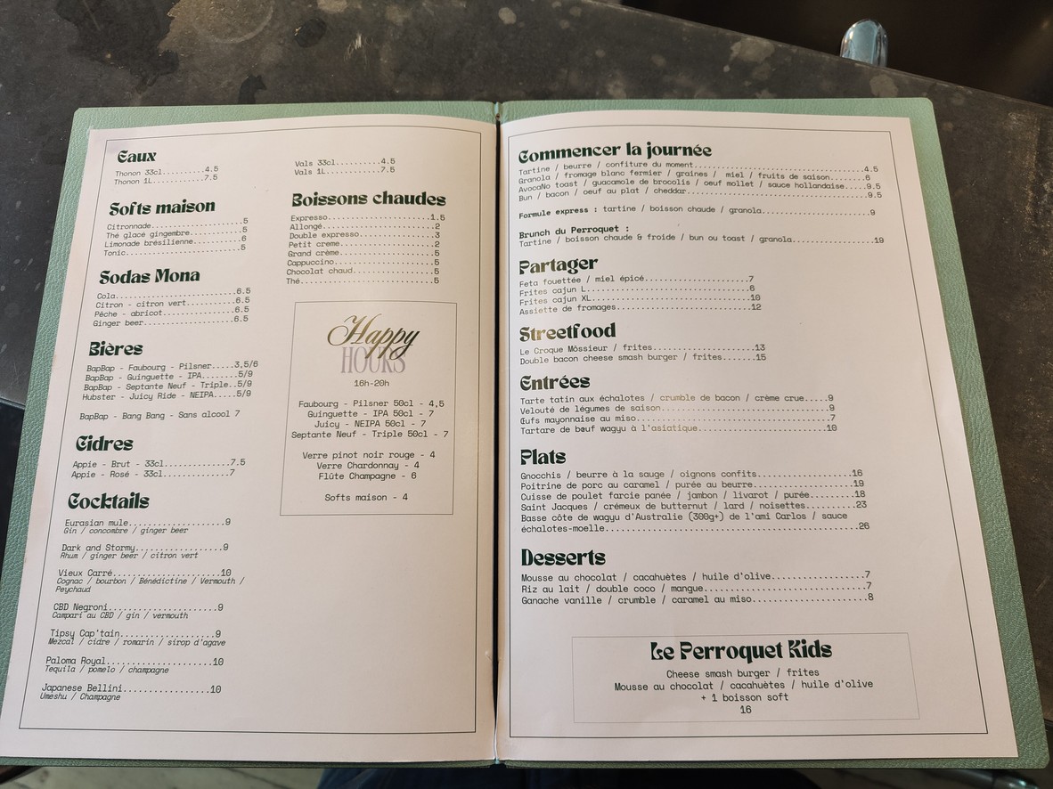 Le Perroquet menu 2