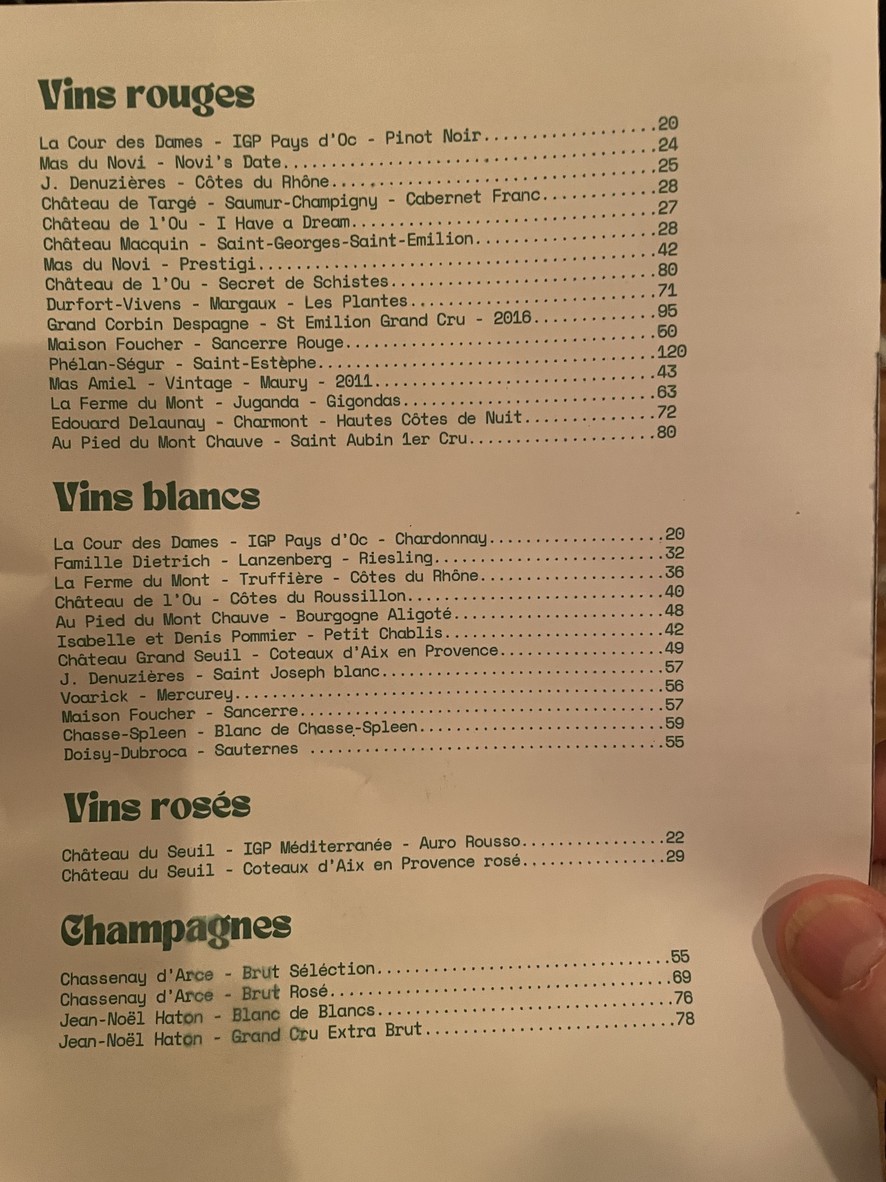 Le Perroquet menu 3