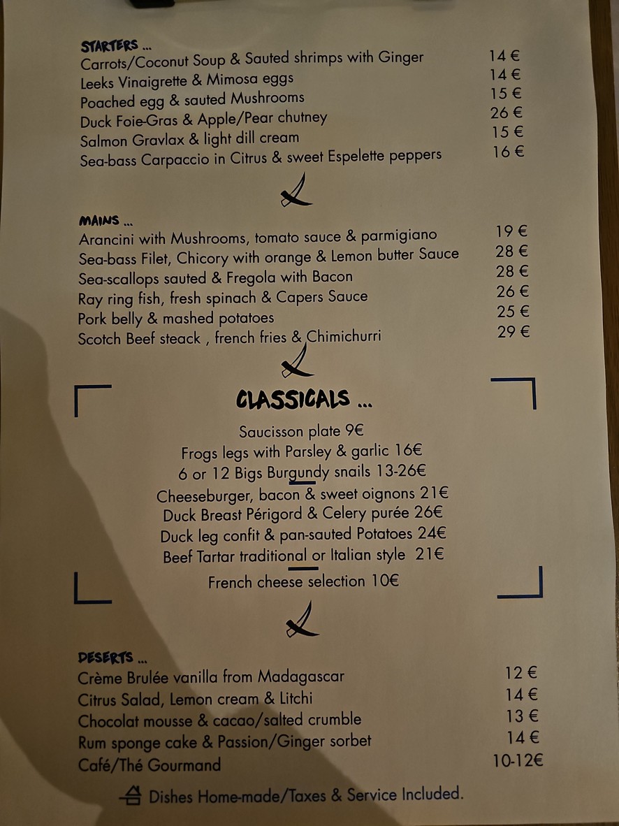 Le Sanglier Bleu menu 1