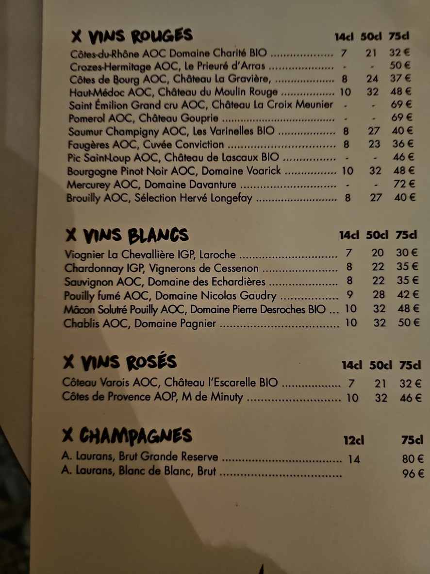 Le Sanglier Bleu menu 2