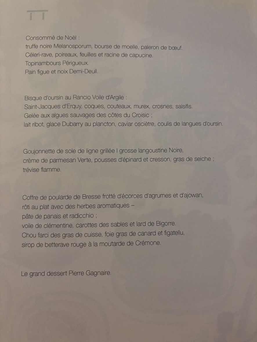 Restaurant Pierre Gagnaire menu 2