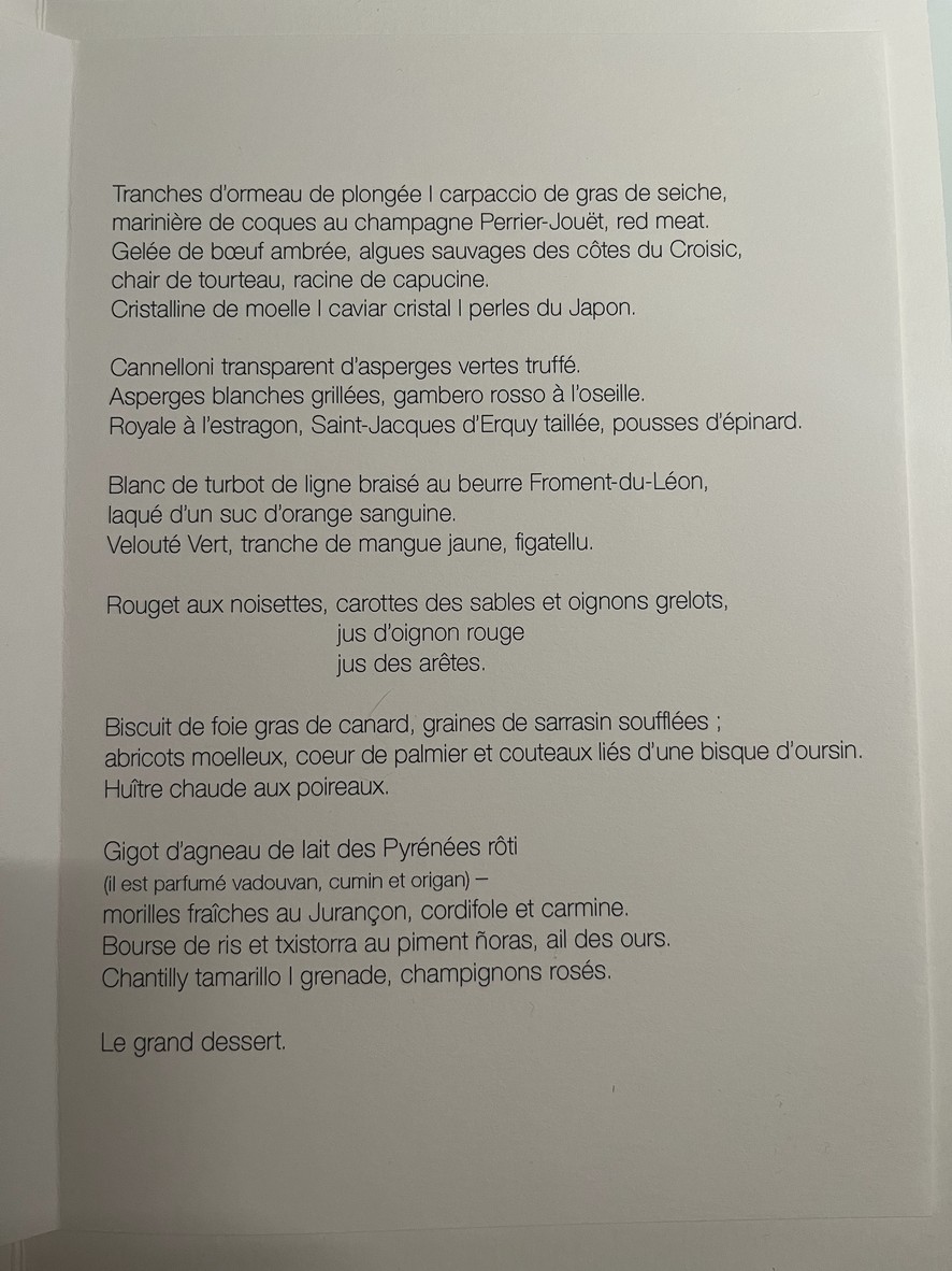 Restaurant Pierre Gagnaire menu 3