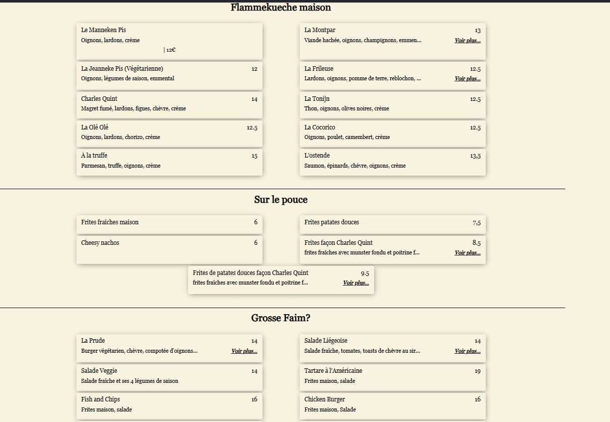 Le Charles Quint menu 3
