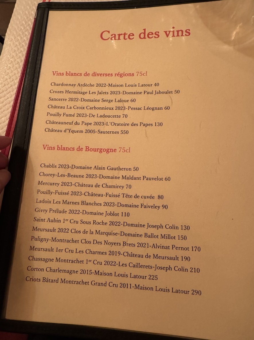 Chez Fred, depuis 1945 menu 2