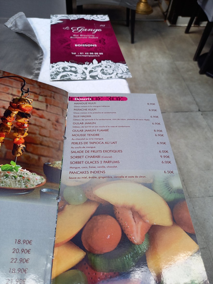 Le Gange menu 1