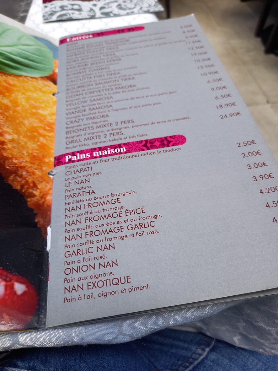Le Gange menu 2